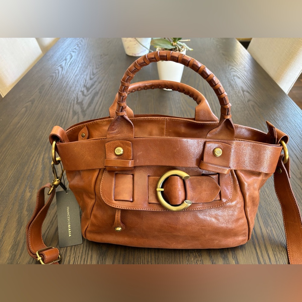 Cognac Brown Francesco Biasia Leather Handbag NWT
